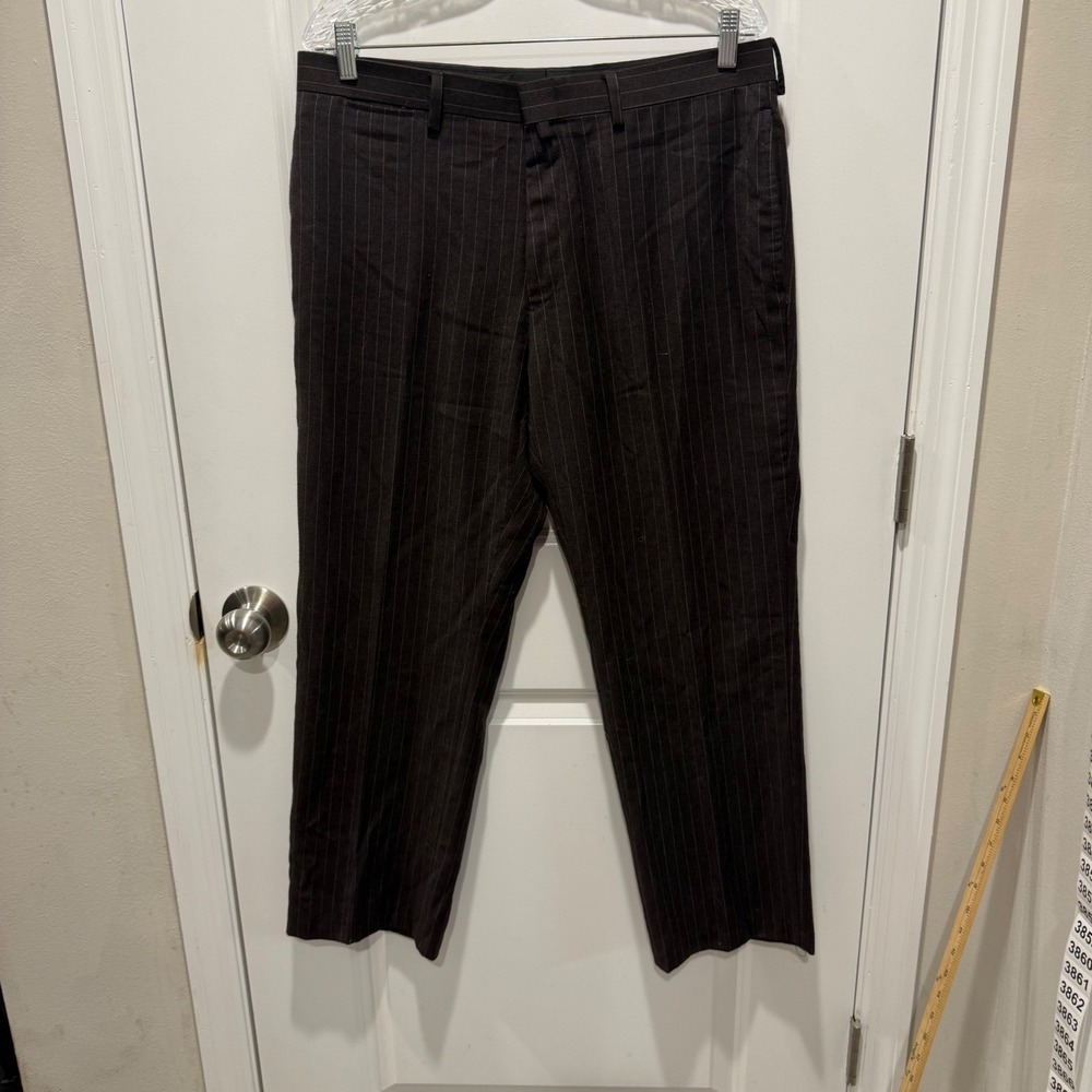 Unbranded Men Dress Pants Pinstripe Dark Brown 35x27